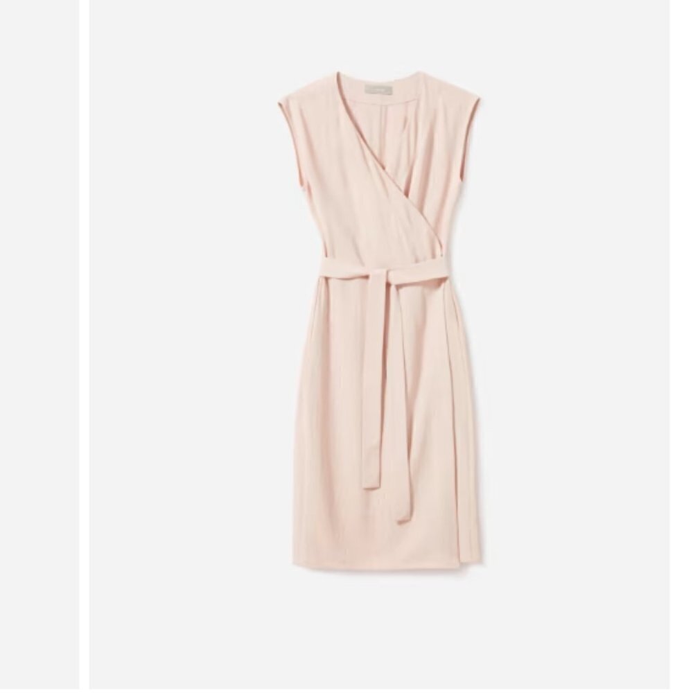 EVERLANE The Japanese GoWeave Short-Sleeve Wrap Dress in Rose NEW Size 00